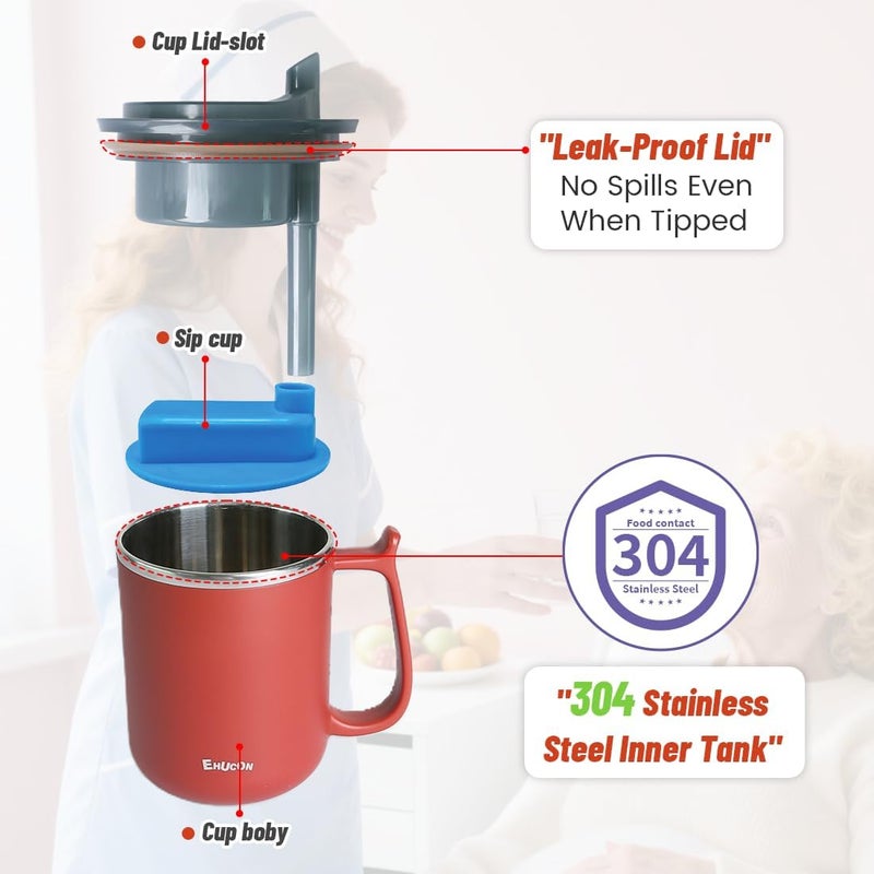 EZSLINGGLIDE Dysphagia Regulating Drinking Cups for Swallowing Difficulty - with 5cc, 10cc, & 15cc Sip Cup Options - Liquids Only - Pack of 1 (Red) - Image 2